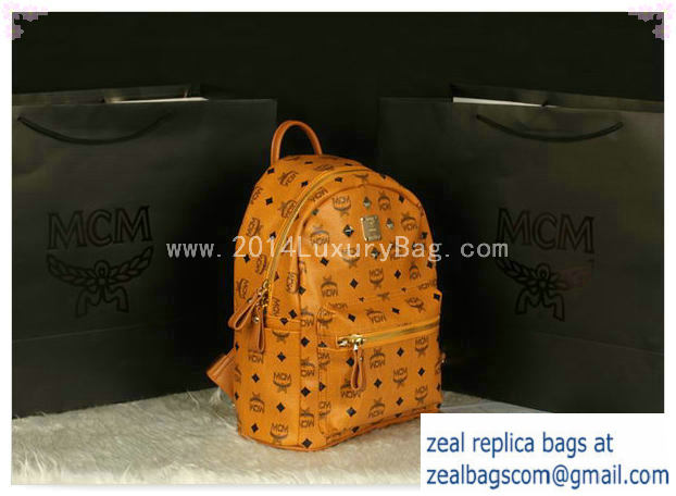 High Quality Replica MCM Stark Backpack Large in Calf Leather 8004 Camel